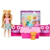 Image de Coffret de jeu - BARBIE - JJB40 - Chelsea Goûter - Se transforme en salon de thé - Poupée et ourson inclus - 12 accessoires