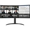 Image de LG 34WR55QK-B 34" UltraWide WQHD (3440 x 1440) Écran d'ordinateur incurvé, 100 Hz, 5 ms, HDR10, Mode Lecteur, HDMI, DisplayPort, USB Type-C, Support inclinable et réglable en Hauteur, Noir