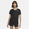 Image de Nike Femme W NK Fast DF Top Shirt, Black/Reflective Silv, L EU