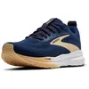 Image de Brooks Trace 4 Chaussures de Running Chaussure de Running sans stabilisateurs Femmes Bleu - Navy/Apricot/Peacoat 38