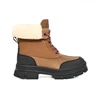 Image de UGG pour femme. 1130524 Bottes en cuir W Ashton Addiemarron, noir (36), Plat, 1 à 3 cm, Lacets, Casuel