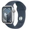 Image de Apple Watch Series 9 GPS Boîtier en Aluminium Argenté de 41 mm avec Bracelet Sport Bleu Orage S/M en occasion ou reconditionné