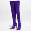 Image de Stuart Weitzman - Cuissardes en Velours de Cuir Ultrastuart bleu/violet - Talon 11,5 cm 35,5