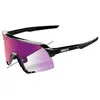 Image de 100% Speedtrap Sport Performance Lunettes de soleil de cyclisme avec verres interchangeables, Noir brillant ; violet miroir photochromique, Taille unique