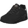 Image de Skechers Femme Uno Shimmer Away Trainers, Black Durabuck, Rose Gold Duraleather/Mesh Tr, 37 EU
