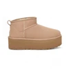 Image de UGG pour femme. 1135092 Classic Ultra Mini Platform Leather Ankle Boots beige (41), Cuir, 3 à 5 cm, Aucun, Casuel, Homewear
