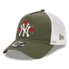 Image de New Era New York Yankees Flower Olive White A-Frame Adjustable Trucker Cap - One-Size