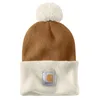 Image de Carhartt Bonnet tricoté à Pompons pour Homme, Marron, Taille Unique