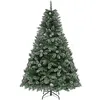 Image de YITAHOME Sapin de Noël artificiel de 1,8 m avec pommes de pin, sapin de Noël floqué de neige avec 880 pointes, support pliable en métal et cadre en métal, facile à assembler, sapin de Noël pop-up pour