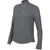 Image de Nike Swift Dri-Fit HQ0499-084 Haut de Course UV avec Demi Fermeture éclair pour Femme, Gris fumé/argenté réfléchissant, Taille XS