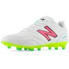 Image de New Balance Chaussures de football 442 V2 Team FG pour homme, Blanc/Hi-lite/rose fluo, 10