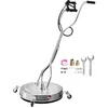 Image de VEVOR Nettoyeur de surface pour nettoyeur haute pression 612 mm, accessoire nettoyeur sol en acier inox avec 4 roues, 276 bar max. connecteur 0,95 cm 2 buses de pulvérisation pour béton patio trottoir