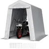 Image de VEVOR Abri de Jardin, 183 x 245 cm, Tente de Rangement avec Double Porte à Fermeture Éclair Enroulable, Abri de Stockage Portable Robuste, Garage Extérieur pour Motos, Vélos, Outils de Jardin, Gris