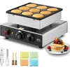 Image de VEVOR Appareil à Pancake 9PCs 76 mm, Crêpière Commerciale 850 W, Appareil à Poffertjes Dorayaki en Acier Inoxydable Antiadhésif, Température et Temps Réglable, pour Cuisine à Domicile, Restaurant, Sna