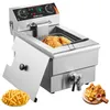 Image de VEVOR Friteuse commerciale 3000 W, friteuses à bain d'huile électrique avec panier, en acier inox, 9 L, avec contrôle du temps et de la température, protection contre la surchauffe, pour restaurant