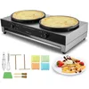 Image de VEVOR Crêpière Électrique 40 cm, Appareil à Crêpes Commercial à Double Tête, Machine à Crêpes Antiadhésive, Plaque Chauffante à Crêpes Plate 6000 W, Inox, avec Contrôle de la Température (Sans Prise)