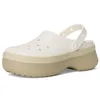 Image de Crocs Sabots classiques superposés unisexes à plateforme pour adulte, craie, 6 Women/4 Men