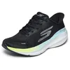 Image de Skechers Femme Aero Pulse Performance Running Trainers - Lightweight Mesh Athletic Shoes with Arch Support Slip-in ENTRAINEUSE, Black Textile Yellow Blue Trim, 38.5 EU