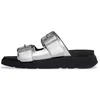 Image de Fitflop pour femme. A2T-011 Sandales à boucle Gen-FF en cuir argenté (39), 1 à 3 cm, Aucun, Casuel