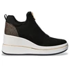 Image de Michael Kors pour femme. 43R6EMFP3D Emmy Mesh Zip-up Sneakers brown, black (38), Noir, 3 à 5 cm, Fermeture éclair, Casuel
