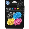 Image de HP 963 Pack de 4 cartouches dencre noire cyan jaune et magenta authentiques (6ZC70AE) - Pour HP OfficeJet Pro 9010 / 9020 series