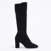 Image de Stuart Weitzman - Bottes en Velours de Cuir & Textile Livia noires - Talon 8,5 cm 37,5