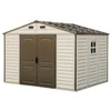 Image de Woodside 10 x 8 Abri de Rangement en Vinyle avec Fond de Teint et Trois fenêtre Fixe Cabane de Rangement en Vinyle Beige