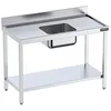 Image de Table de chef Inox avec bac Central, bord anti-ruissellement et étagère - Gamme 700 - Distform