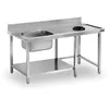 Image de Table de Prélavage Inox avec Trou de Vide-Déchets, Bac à Gauche et Étagère - Distform