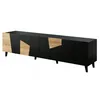 Image de BB Loisir Meuble TV 200x52x42 cm Noir Mat/Noir + chêne Artisanal VISO Meuble Hi-FI Luxueux sur Pieds