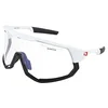 Image de BOBSTER® Freewheel Lunettes de soleil pour vélo Cadre blanc mat/noir brillant, noir fumé, rouge Revo, verres jaunes et transparents