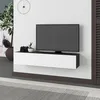 Image de Meuble TV Suspendu 135cm avec Portes battantes Anthracite et Blanc - Francy