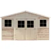 Image de Abri de Jardin en Bois Naturel - Stockage extérieur avec fenêtres- H246x418x220 cm/8 m² Hangar en Bois Naturel - Atelier Rangement Outils et vélos- TIMBELA M332