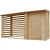 Image de TIMBELA M205 Abri de Jardin+ Chalet pour vélos/Bucher/Abri conteneur - Cabane de Jardin avec Toit Plat - 344 x 130 cm - 2,54 m2+1,1 m2