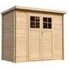 Image de TIMBELA M310F+M310G Abri de Jardin en Bois avec Sol TRAITÉ - Porte verrouillable de Haute qualité- Stockage extérieur l239xL144xH200cm/2.63 m2 - Petit abri à Outils, Local à vélos - Toit imperméable
