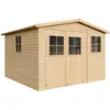Image de Abri de Jardin en Bois Naturel - Stockage extérieur avec fenêtres- H226x316x324 cm/9 m² Hangar en Bois Naturel - Atelier Rangement Outils et vélos- TIMBELA M335