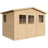 Image de Abri de Jardin en Bois Exterieur avec Les PLANCHERS IMPRÉGNÉ- Cabane de Jardin en Pin/épicéa-H226x324x216 cm/6m2- Construction de Panneaux- Rangement pour vélos, Remise à Outils- Timbela M334+M334G