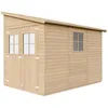 Image de Abri de Jardin en Bois Naturel (sans paroi latérale)- Stockage extérieur avec fenêtres- H243x216x318 cm/6 m2, Hangar en Bois Naturel - Atelier Rangement Outils et vélos- TIMBELA M339