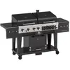 Image de Barbecue gaz PITBOSS MEMPHIS 2.0, sur chariot , une zone de cuisson gaz, une charbon et un fumoir électrique 3 étages.