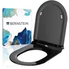 Image de BERNSTEIN Abattant WC Plat Lunette toilettes fermeture amortie, Couvercle ovale dégagement rapide Noir 46x36x5cm, Résistant chocs & rayures, Universel, Plastique Thermodurci Antibactérie - U2019