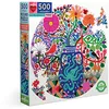 Image de eeBoo- eeBoo's Love Round Jigsaw Puzzle Oiseaux Birds and Flowers Carton recyclé Adulte 500 pièces colorés-PZFBDF, 1 EA