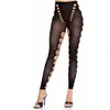 Image de Leg Avenue Collants Opaques Sans Couture avec Découpes Sexy, Sans Pied, Taille Unique - Noir