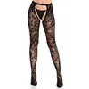 Image de Leg Avenue Collants à oeillets en dentelle rose avec dos ouvert pour femme, noir, taille unique, Noir, Taille unique