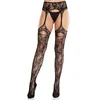 Image de Leg Avenue Bas Résille avec Porte-Jarretelles Intégré, Taille Unique - Noir
