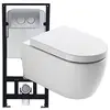 Image de BERNSTEIN - Pack Toilettes WC suspendu blanc + Bâti support G3004A, cuvette NT2038 (48,5x36,5x33cm) avec plaque de déclenchement Modèle 4111 satin