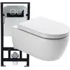 Image de BERNSTEIN - Pack Toilettes WC suspendu blanc + Bâti support G3004A, cuvette NT2039 (54,5x36x33cm) avec plaque de déclenchement Modèle 009 verre noir