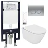 Image de BERNSTEIN - Pack WC japonais + Bâti-support plaque Satin, Toilettes suspendu lavant céramique + télécommande, jet douche, séchoir air chaud, filtre à odeurs, Chasse 180°, 59x38x38cm - Pro+1102