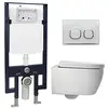 Image de WC suspendu offre spéciale pack économique 23: NT2038 - et bâti-support G3008 avec plaque de déclenchement, Plaque de déclenchement:Modèle verre blanc