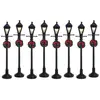 Image de Lemax Lot de 8 lampadaires type lanterne à gaz, fonctionnement à piles ou secteur 4,5 V