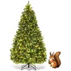 Image de DREAMADE Sapin de Noël Artificiel 210CM/225CM/240CM, 460/540/600 Lampes à LED avec Lumière Blanche Chaude, Pommes de Pin, Pieds en Fer et Feuilles en PE, Décoration pour Noël Vert (225cm)